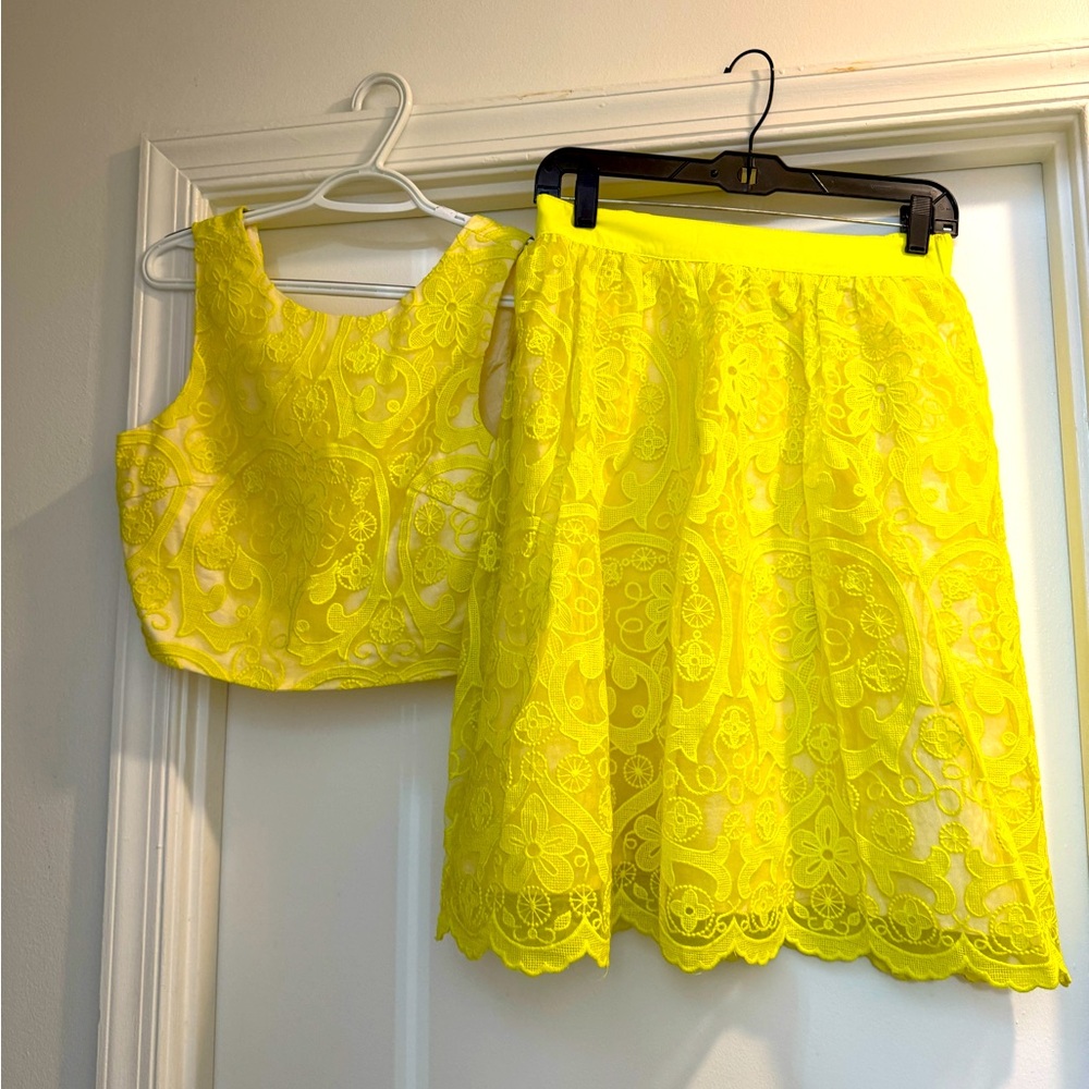 Gorgeous yellow skirt set . Brand new with tags tank top shirt with skirt